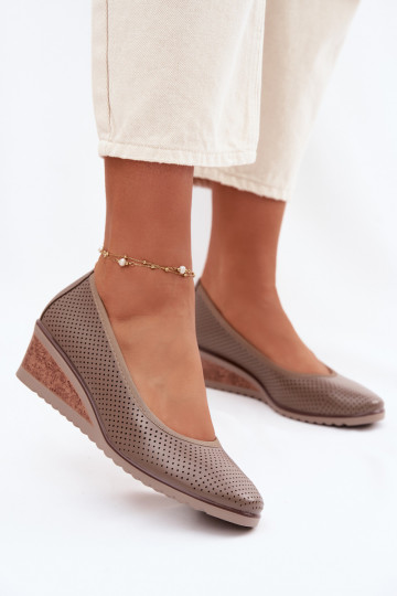 Schuhe Feminin mit einer Plattform Vinceza 58629 Beige 2