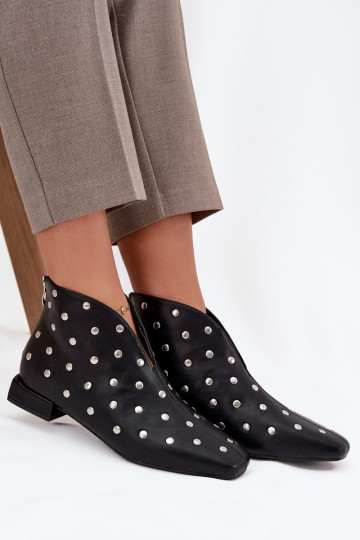 Damenstiefel Ermöglicht Subtilm Obcasie Ze Silberfarbem Zdobieniem schZuarze Farbe Rosalind