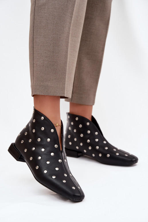 Damenstiefel Ermöglicht Subtilm Obcasie Ze Silberfarbem Zdobieniem schZuarze Farbe Rosalind