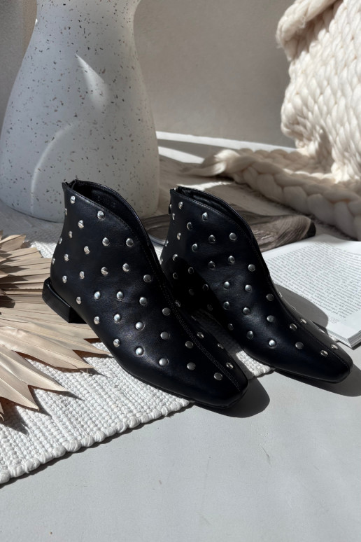 Damenstiefel Ermöglicht Subtilm Obcasie Ze Silberfarbem Zdobieniem schZuarze Farbe Rosalind