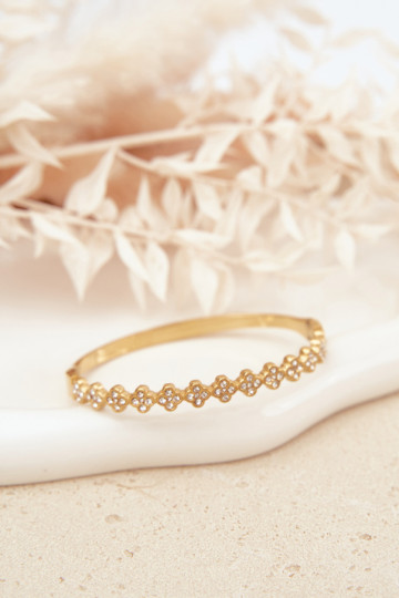 Damenarmband mit funkelnden Steinen in goldfarben 2
