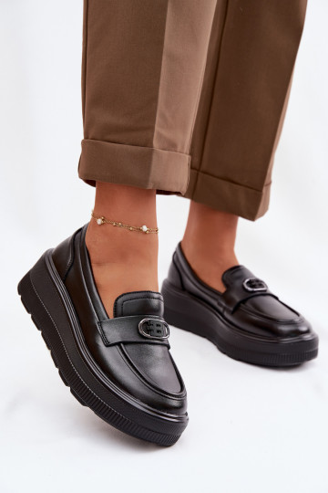 Haut Plateau-Mokassins für Damen Vinceza 39974 schZuarze Farbe 2