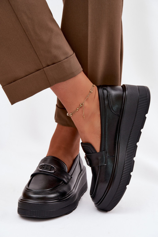 Haut Plateau-Mokassins für Damen Vinceza 39974 schZuarze Farbe