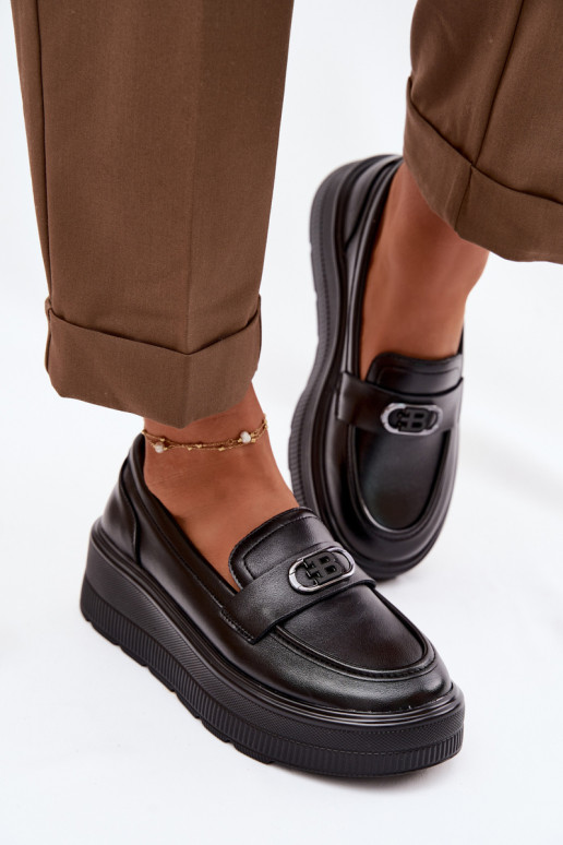 Haut Plateau-Mokassins für Damen Vinceza 39974 schZuarze Farbe