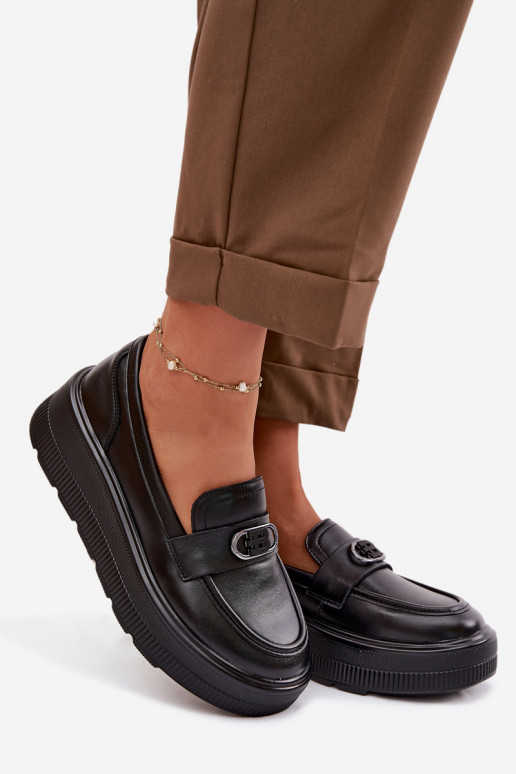 Haut Plateau-Mokassins für Damen Vinceza 39974 schZuarze Farbe