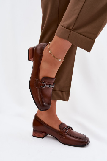 Haut Schuhe Feminin Klocke mit Ornamenten Vinceza 39978 braune Farbe