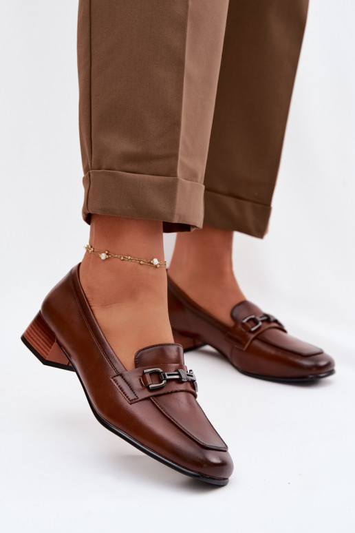 Haut Schuhe Feminin Klocke mit Ornamenten Vinceza 39978 braune Farbe