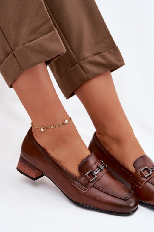 Haut Schuhe Feminin Klocke mit Ornamenten Vinceza 39978 braune Farbe