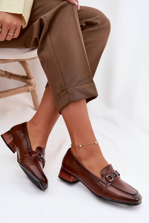 Haut Schuhe Feminin Klocke mit Ornamenten Vinceza 39978 braune Farbe