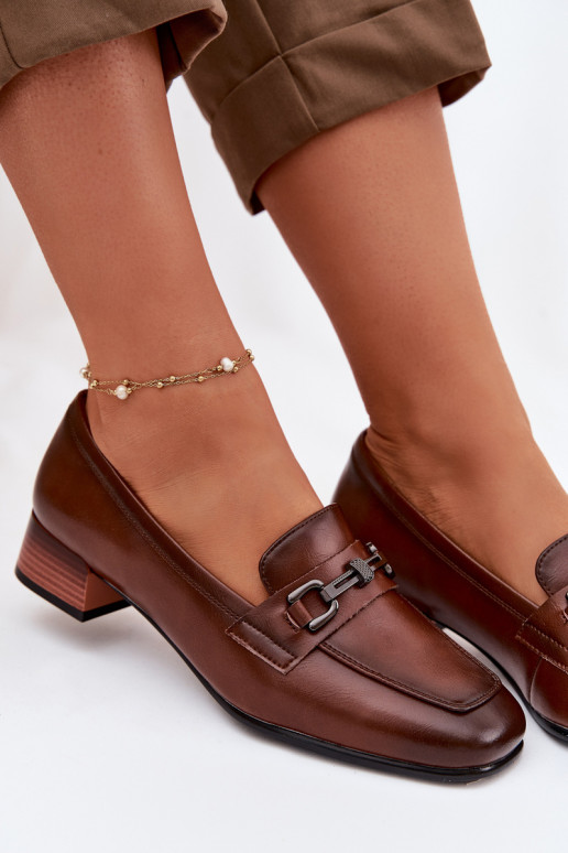 Haut Schuhe Feminin Klocke mit Ornamenten Vinceza 39978 braune Farbe