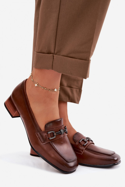 Haut Schuhe Feminin Klocke mit Ornamenten Vinceza 39978 braune Farbe