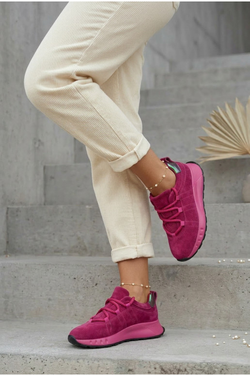 Haut aus INildleder Sneakers Stilvollllschuhe Feminin pinke Farbe Bemela