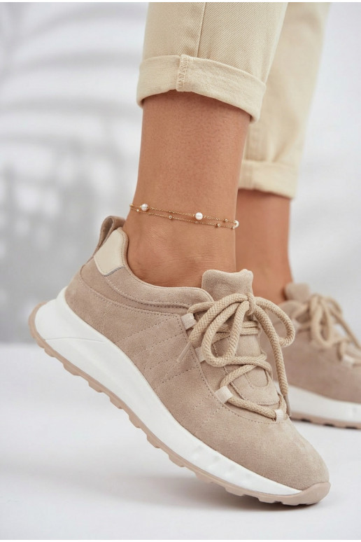 Haut aus INildleder Sneakers Stilvollllschuhe Feminin Beige Bemela