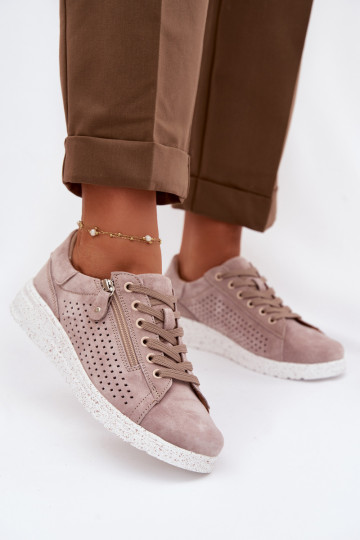 aus INildleder Schuhe Feminin mit Reißverschlüssen Beige Cemela