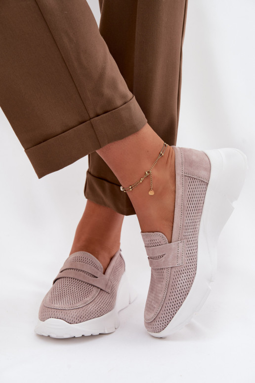 Mokassins für DamenErmöglichtturalnego aus INildlederu mit einer Plattform Vinceza 79626 Beige