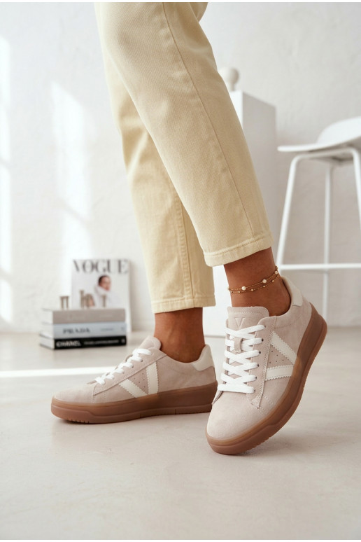 Sneakers Stilvollllschuhe FemininErmöglichtturalnego aus INildlederu mit einer Plattform Vinceza 79597 Beige