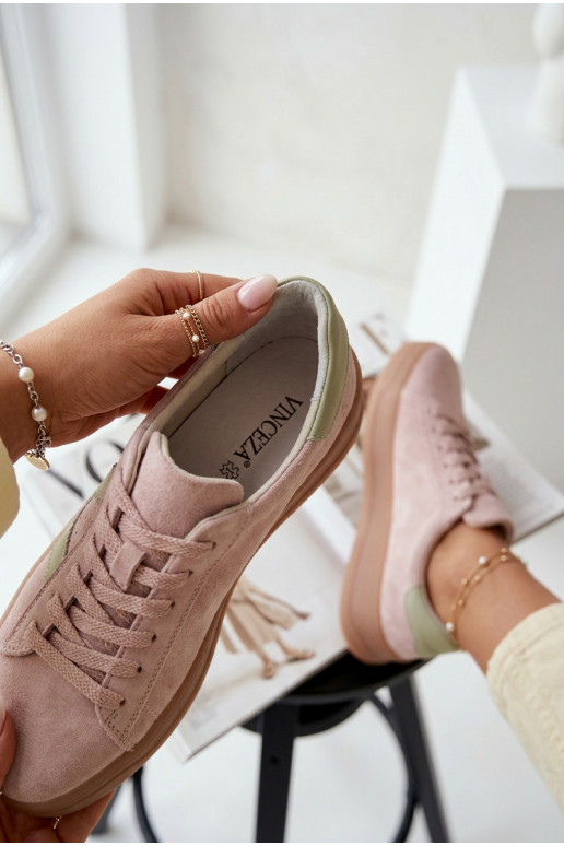 Sneakers Stilvollllschuhe FemininErmöglichtturalnego aus INildlederu mit einer Plattform Vinceza 79597 pinke Farbe