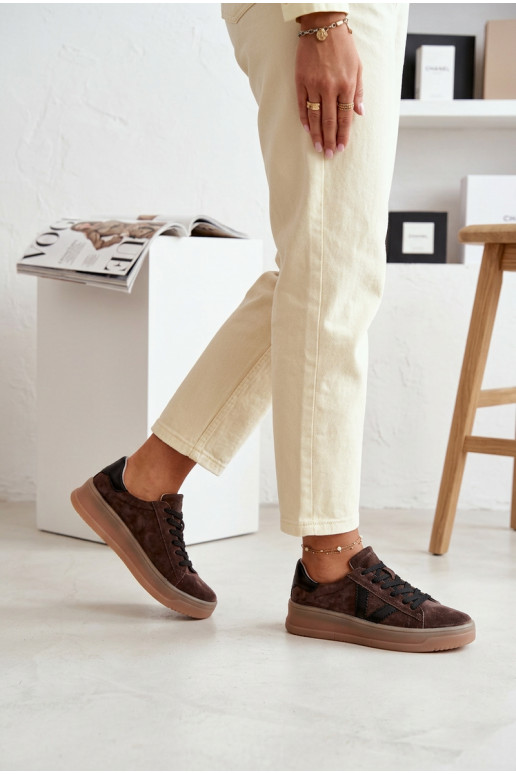 Sneakers Stilvollllschuhe FemininErmöglichtturalnego aus INildlederu mit einer Plattform Vinceza 79597 braune Farbe