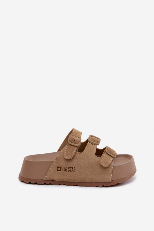 Damenhausschuhe mit einer Plattform mit Streifen Big Star TT274529 Beige