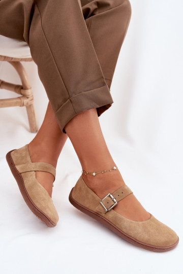 Ballerinas aus echtem Wildleder Zazoo 316 sandfarben