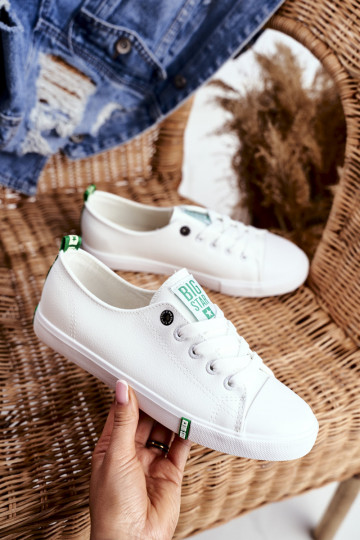 Ledersneaker für Damen Big Star GG274006 INeiß-grüne Farbe 2