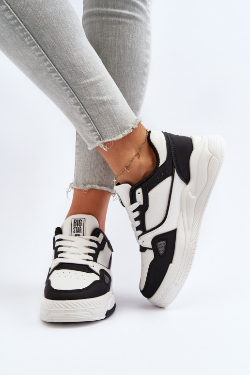 Feminin Sneakers Stilvollllschuhe Big Star NN274669 INeiß-schZuarze Farbe