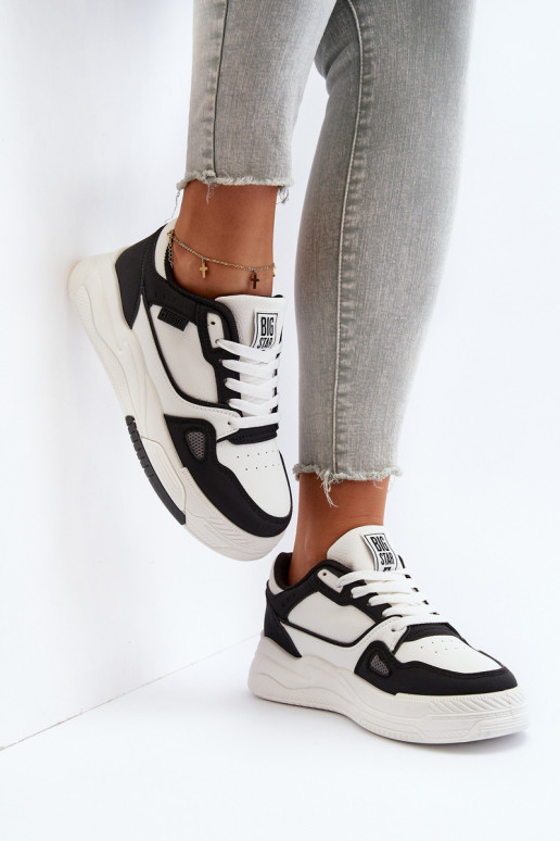 Feminin Sneakers Stilvollllschuhe Big Star NN274669 INeiß-schZuarze Farbe