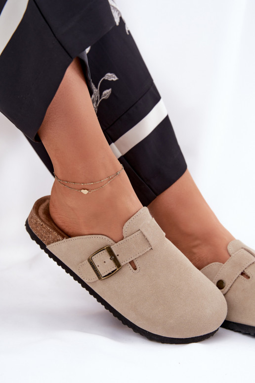 INildlederpantoffeln Verstopfungen Feminin mit Schnallen Big Star RR274A385 Beige