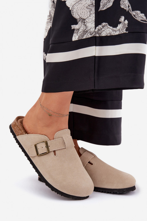 INildlederpantoffeln Verstopfungen Feminin mit Schnallen Big Star RR274A385 Beige