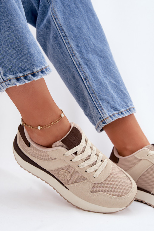 Sneakers Stilvollllschuhe Feminin mit einer Plattform Big Star TT274275 Beige