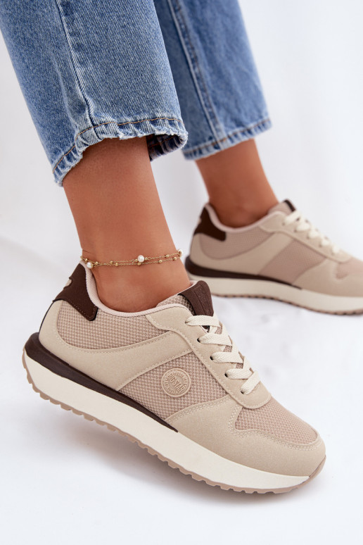 Sneakers Stilvollllschuhe Feminin mit einer Plattform Big Star TT274275 Beige