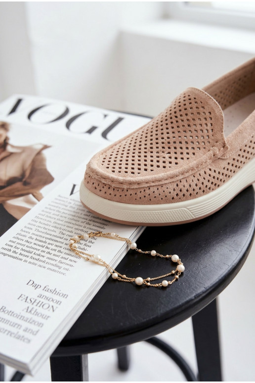 Damen Mokassins mit Lochmuster Sergio Leone MK097H sandfarben