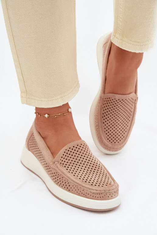 Damen Mokassins mit Lochmuster Sergio Leone MK097H sandfarben