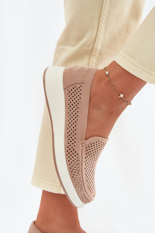 Damen Mokassins mit Lochmuster Sergio Leone MK097H sandfarben