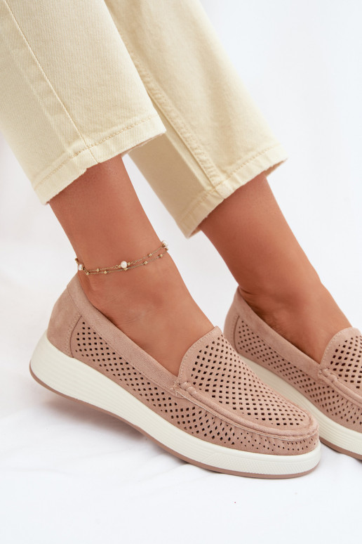 Damen Mokassins mit Lochmuster Sergio Leone MK097H sandfarben