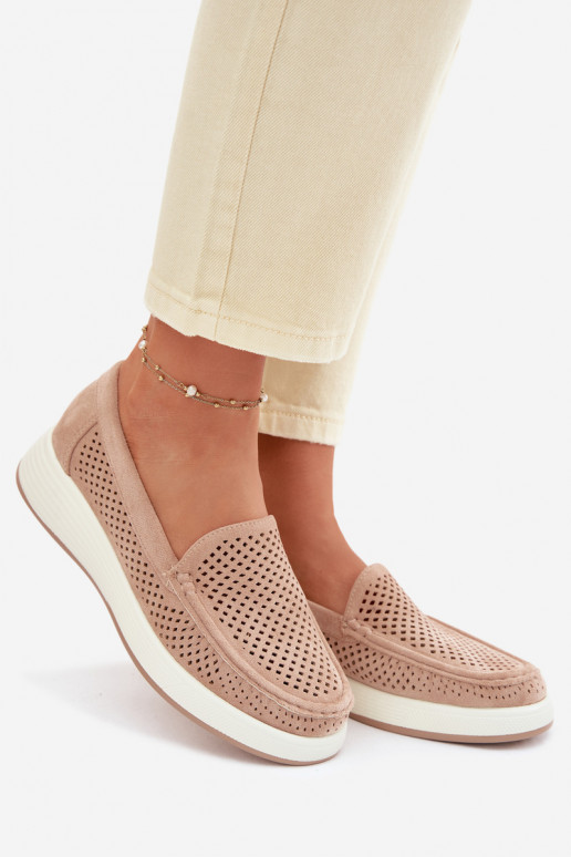 Damen Mokassins mit Lochmuster Sergio Leone MK097H sandfarben