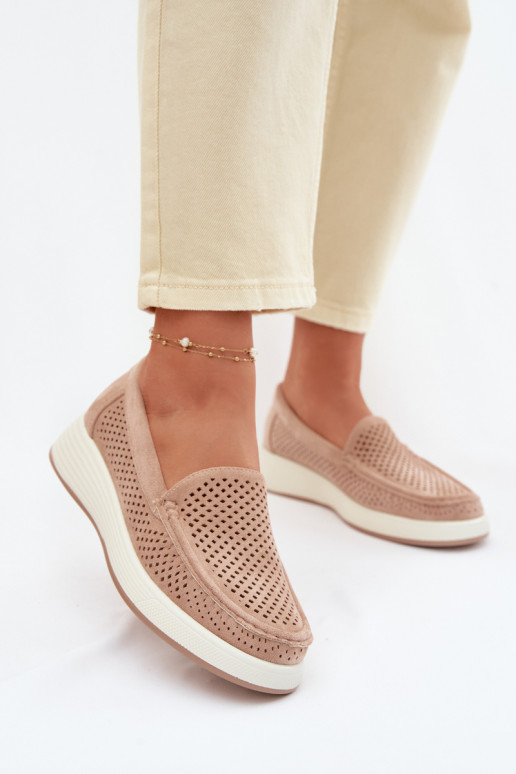 Damen Mokassins mit Lochmuster Sergio Leone MK097H sandfarben