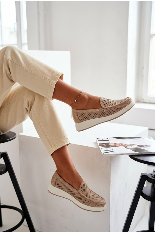 Damen Mokassins mit Lochmuster Sergio Leone MK097H goldfarben