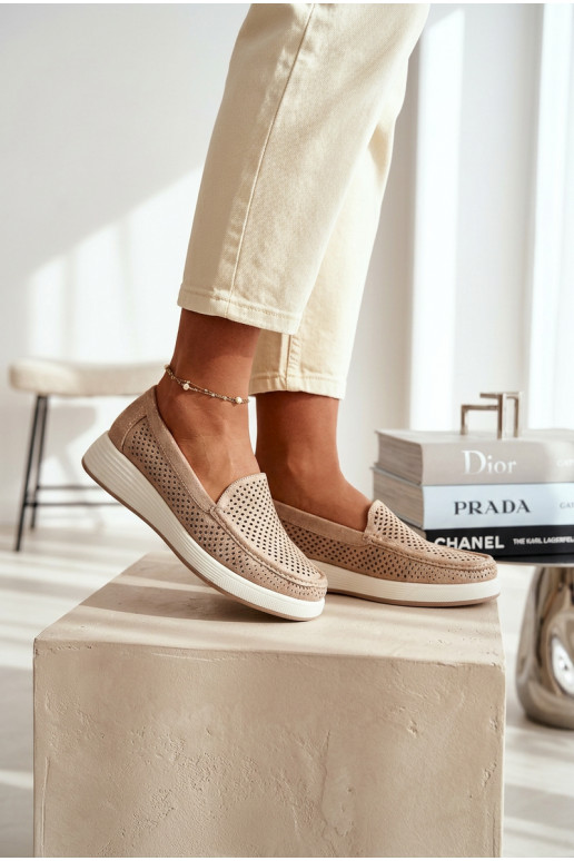 Damen Mokassins mit Lochmuster Sergio Leone MK097H goldfarben