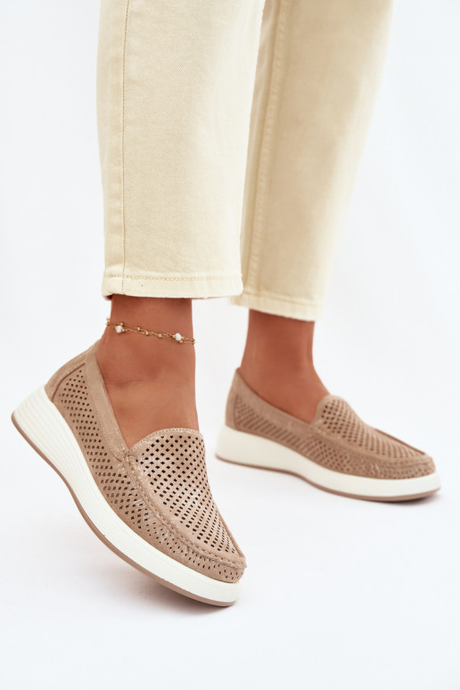 Damen Mokassins mit Lochmuster Sergio Leone MK097H goldfarben