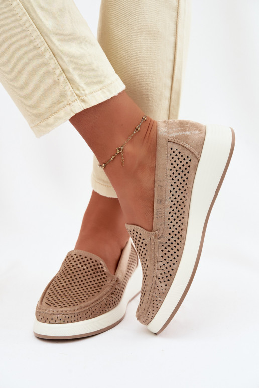 Damen Mokassins mit Lochmuster Sergio Leone MK097H goldfarben