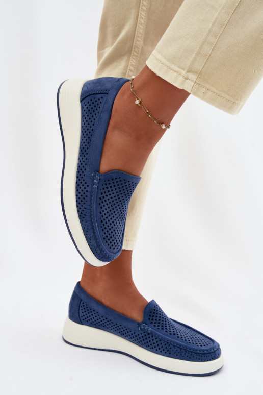 Damen Mokassins mit Lochmuster Sergio Leone MK097H blau