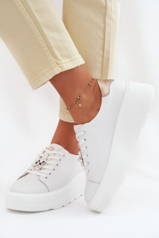 Haut Sneakers Stilvollllschuhe Feminin mit einer PlattformPrzypinką Vinceza 39973 Zueiße Farbe