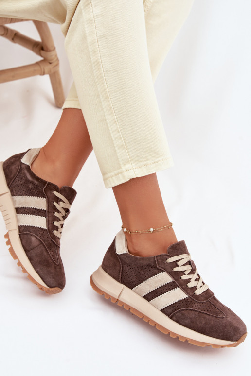 Damen Sneaker aus Kunstleder braune Farbe