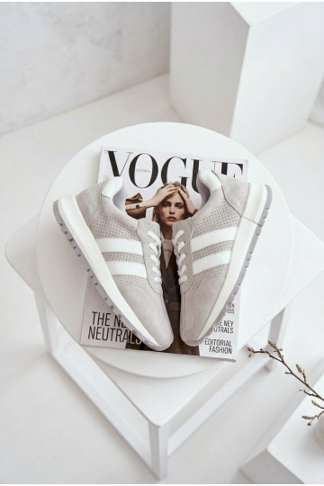 Damen Sneakerschuhe aus echtem Wildleder grau