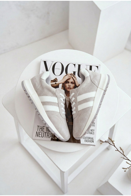 Damen Sneakerschuhe aus echtem Wildleder grau