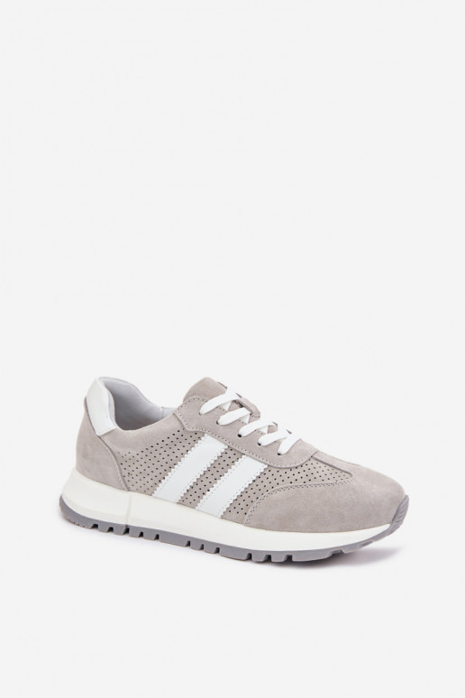 Damen Sneakerschuhe aus echtem Wildleder grau