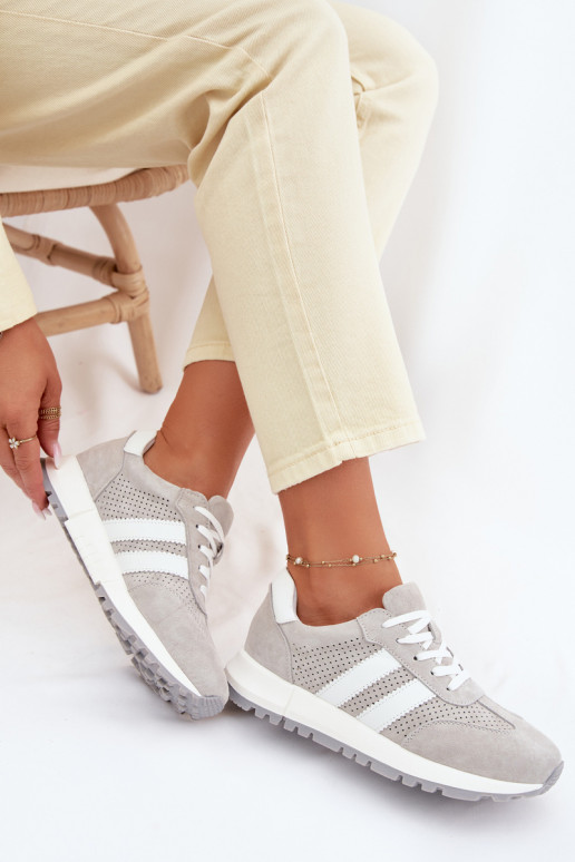 Damen Sneakerschuhe aus echtem Wildleder grau