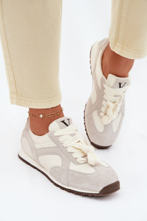 aus INildleder Sneakers Stilvollllschuhe Feminin Vinceza 86427 graue Farbe