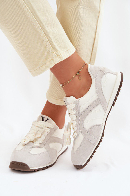 aus INildleder Sneakers Stilvollllschuhe Feminin Vinceza 86427 graue Farbe